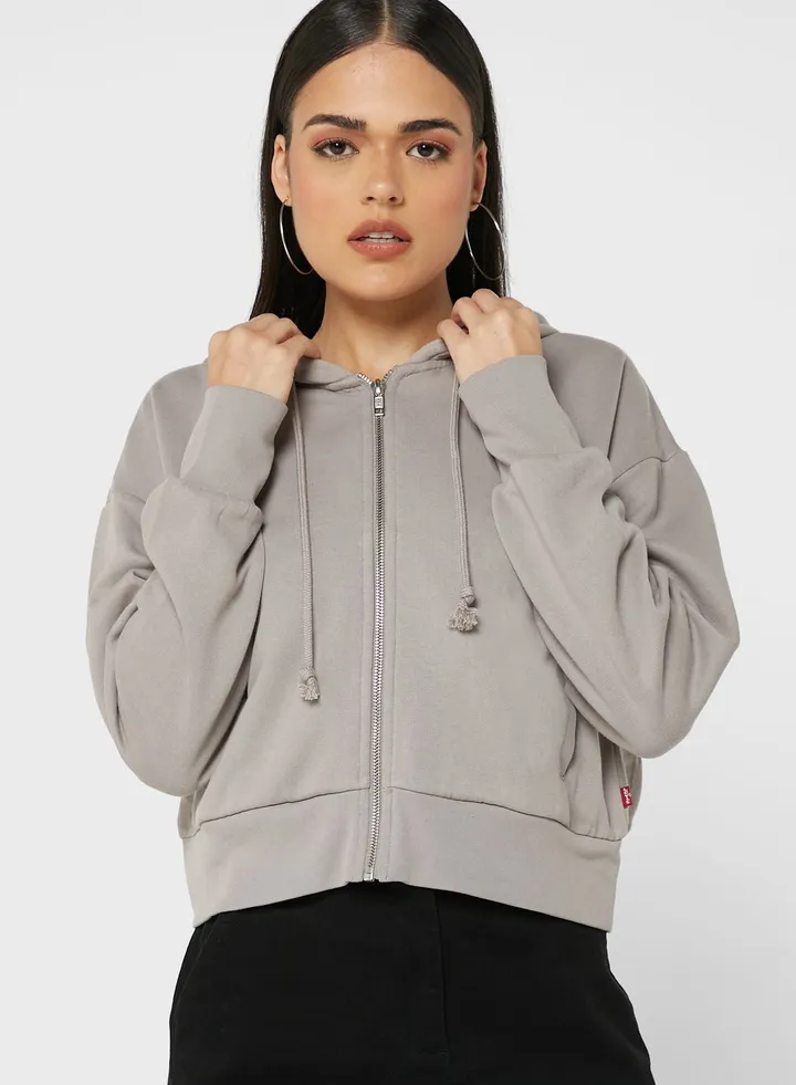 Logo Zip Through Hoodie