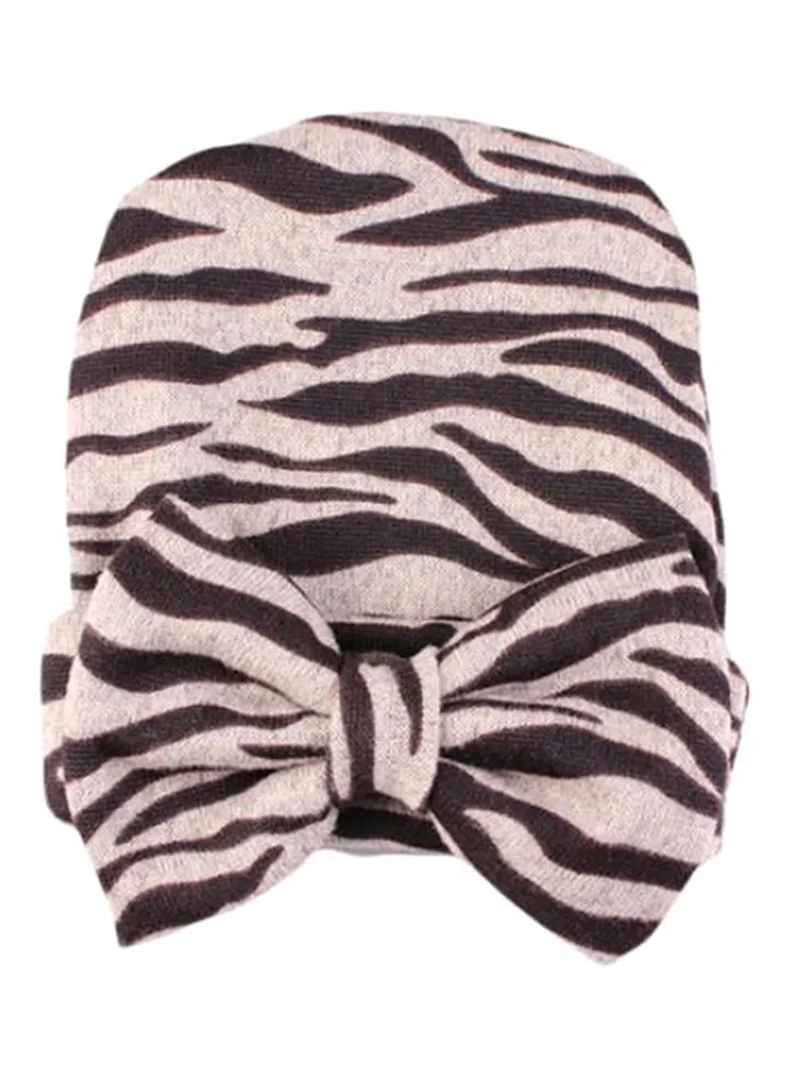 Cute Bowknot Beanie Beige/Black