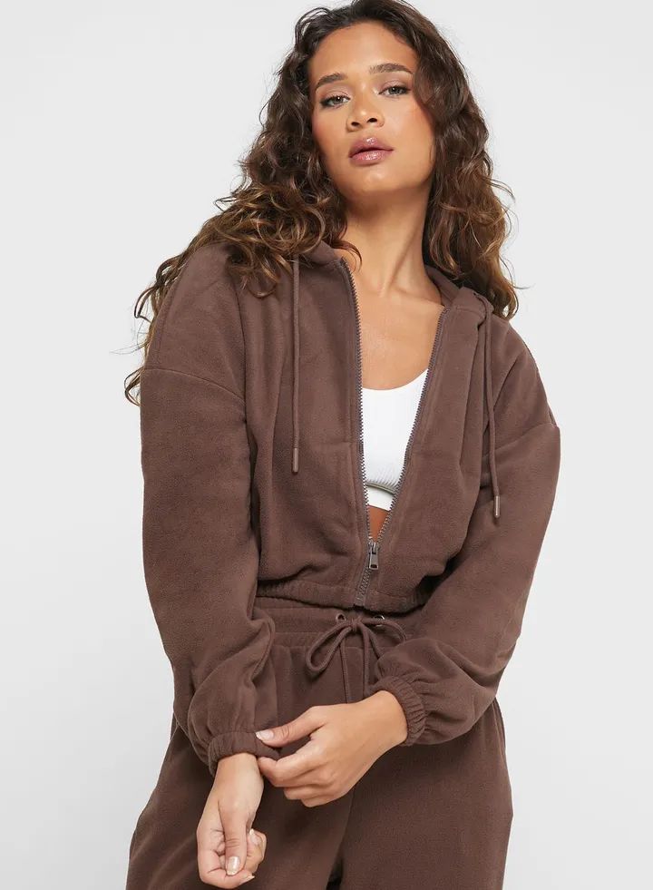 Zip Detail Knitted Hoodie