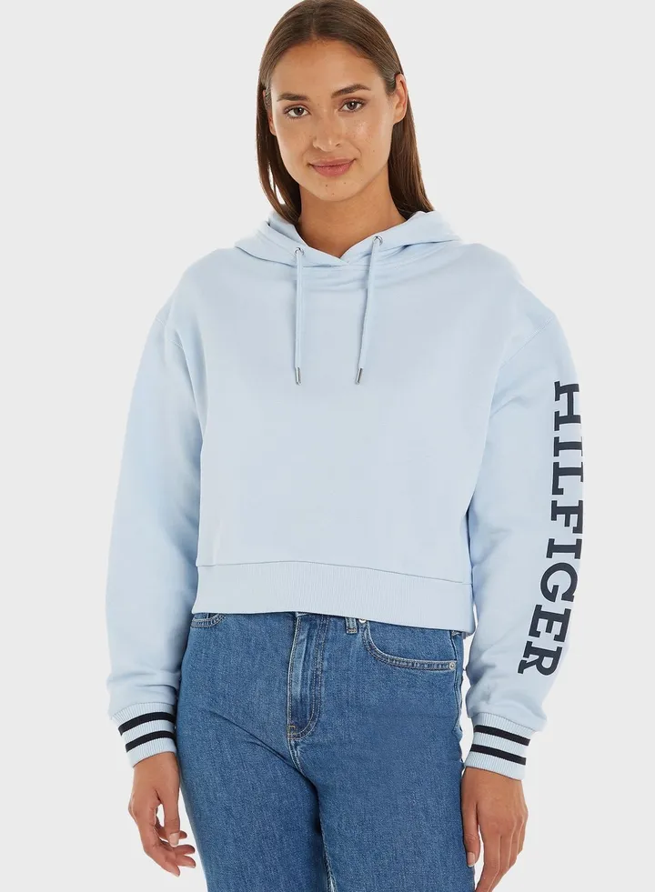 Logo Sleeve Knitted Hoodie