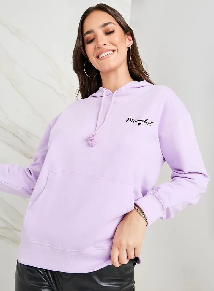 Regular Fit Embroidered Slogan Hoodie