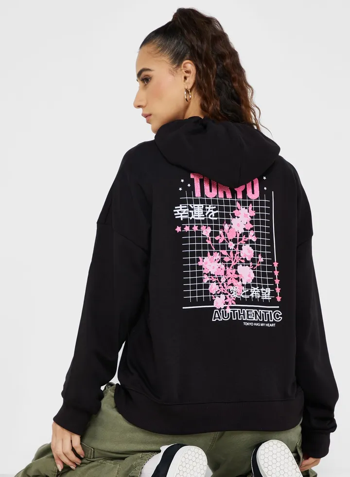 Graphic Zip Thru Hoodie