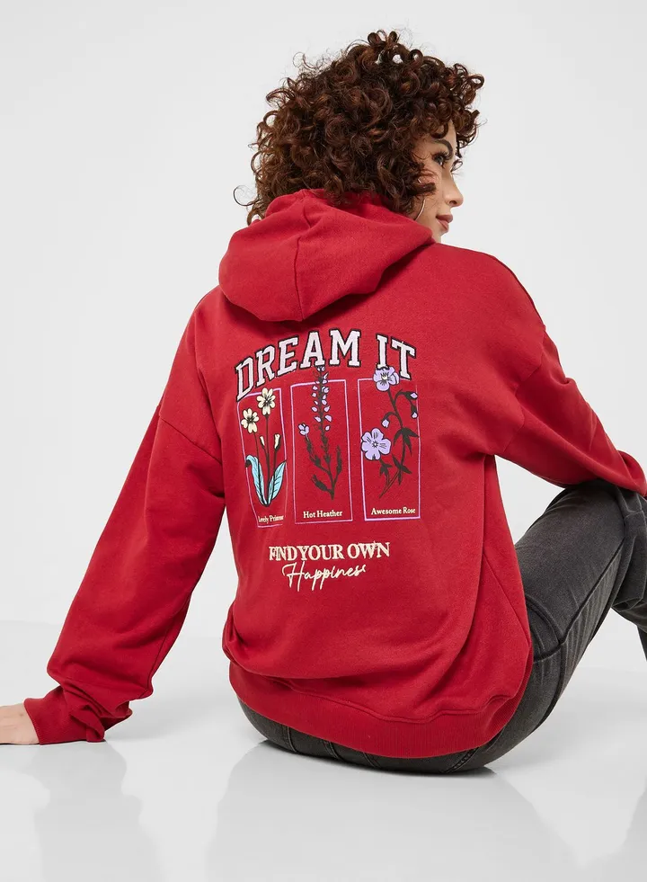 Graphic Hoodie With Embroidery
