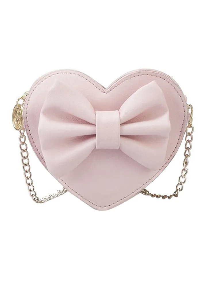 Heart Shape Crossbody Bag With Chain Pink