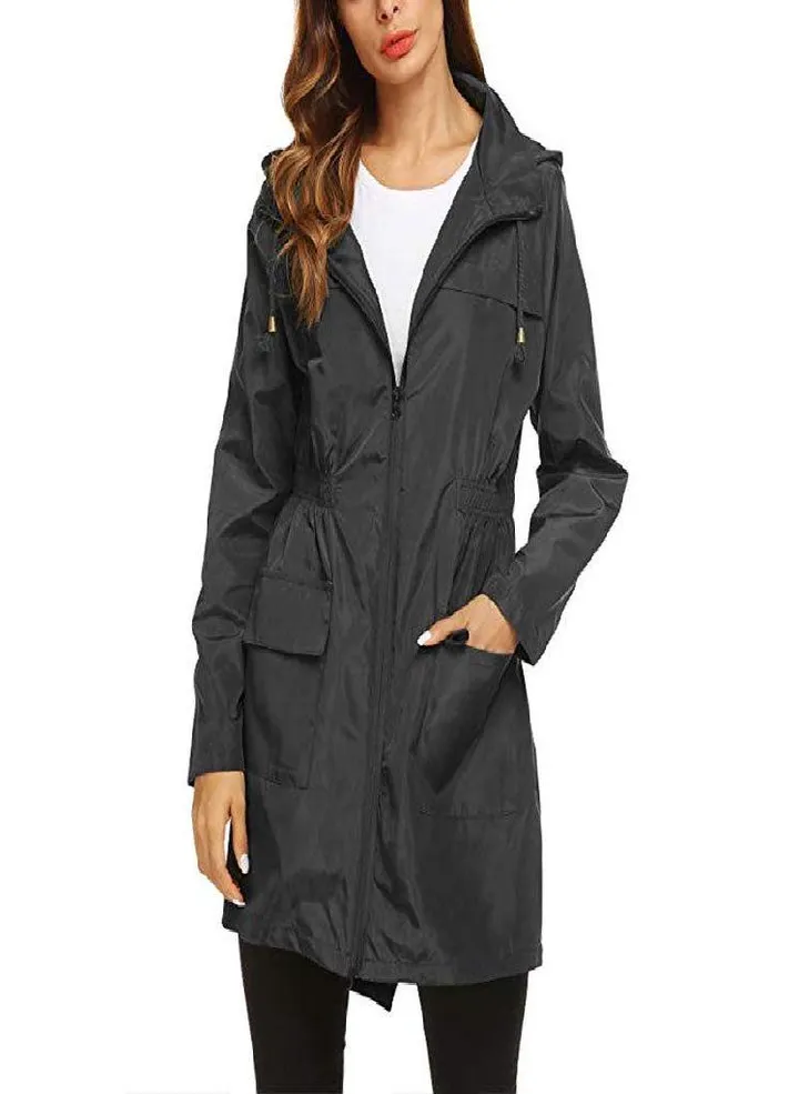 SCIONE Waterproof Clothing Hooded Waist Outdoor Windbreaker Mountaineering Jacket Women