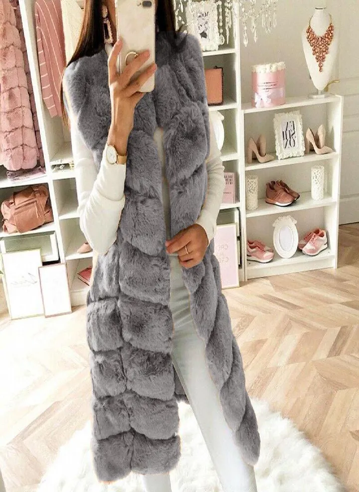 Womens Faux Gilet Vest Sleeveless Waistcoat Body Warmer Jacket Coat Outwear