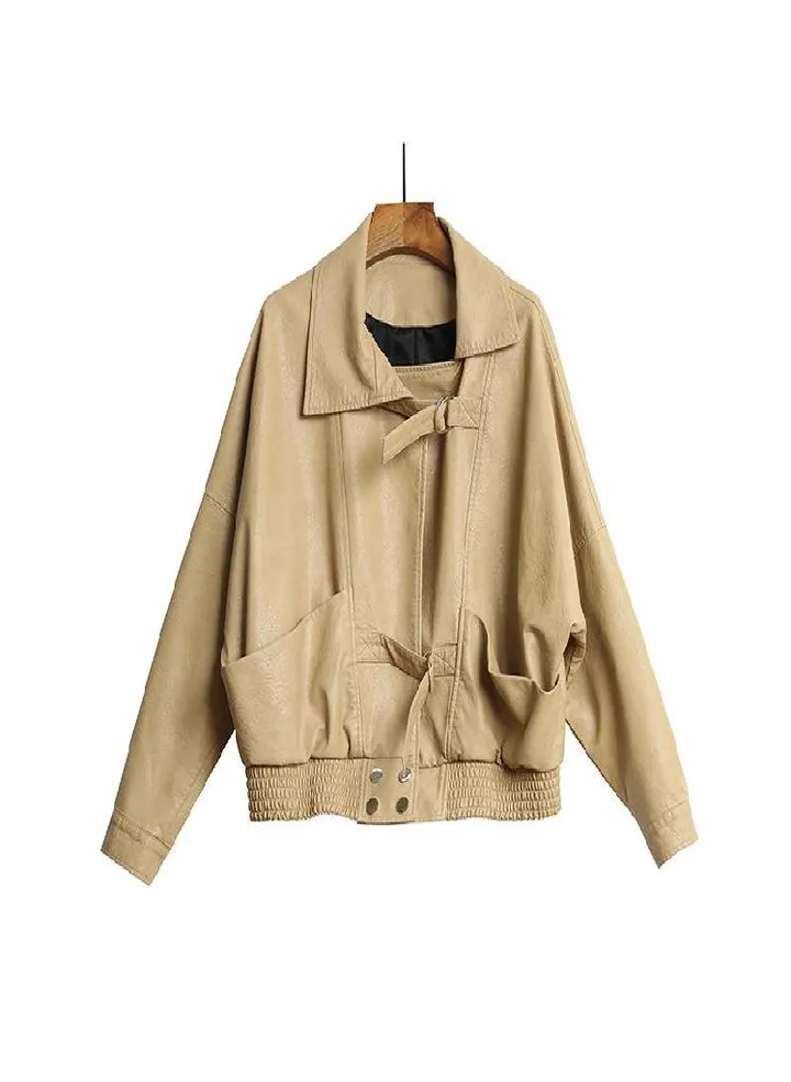 Women's Jacket Leather Coat Fall Versatile Loose Silhouette Lazy Leather Coat