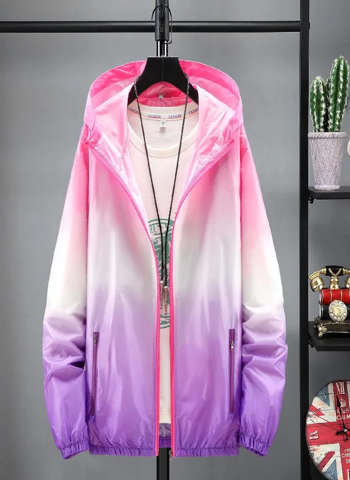 Women's Fashion Casual Gradient Hooded Light Outdoor Sports Sunscreen Coat