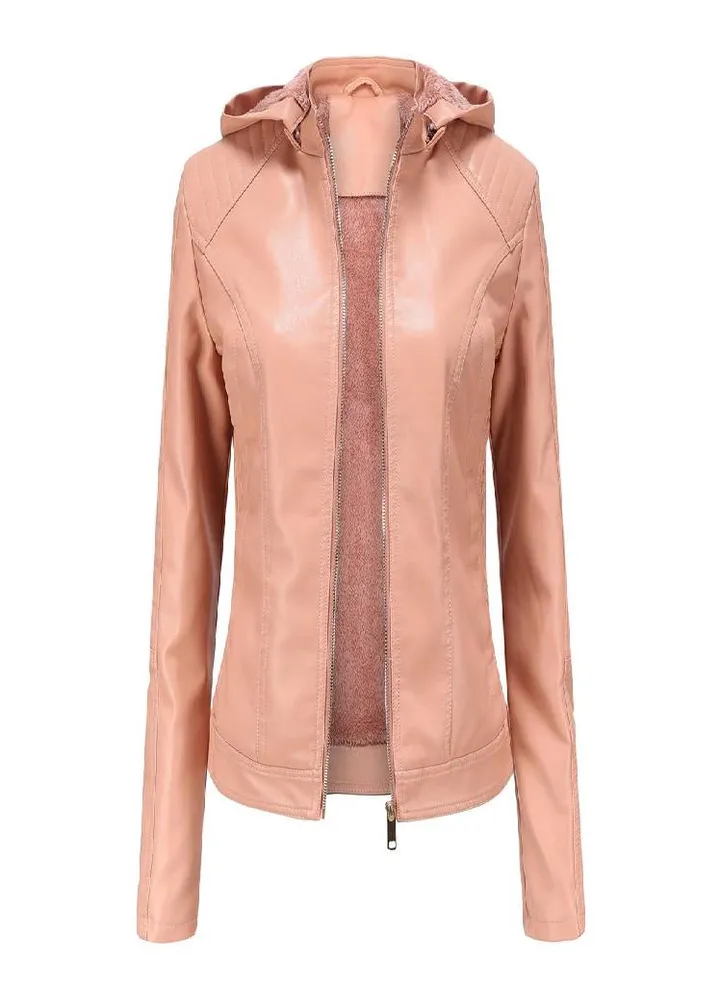 Winter Warm Women Short Coat Leather Jacket Zipper Tops Overcoat Outwear