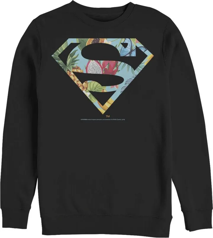 Men's Superman Tropical Shield Logo Sweatshirt - Black - Large