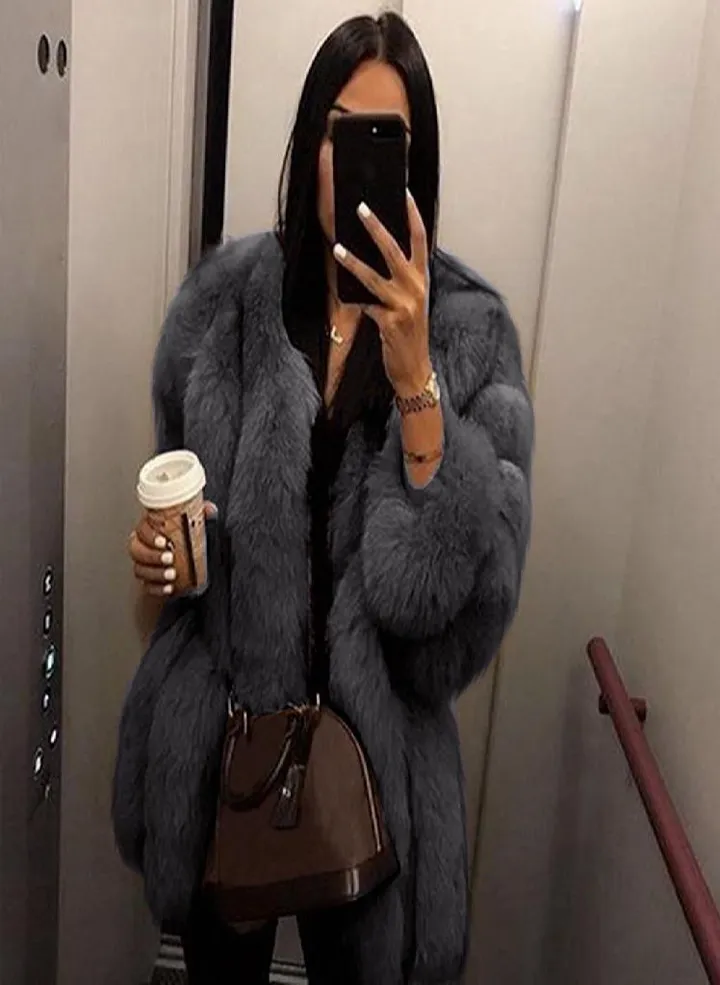 Women Plus Size Short Faux Coat Warm Furry Jacket Long Sleeve Outerwear