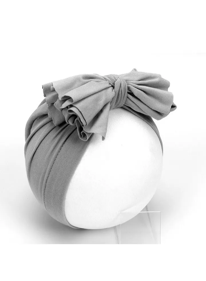 Newborn Cotton Bowtie Pullover Hat Grey