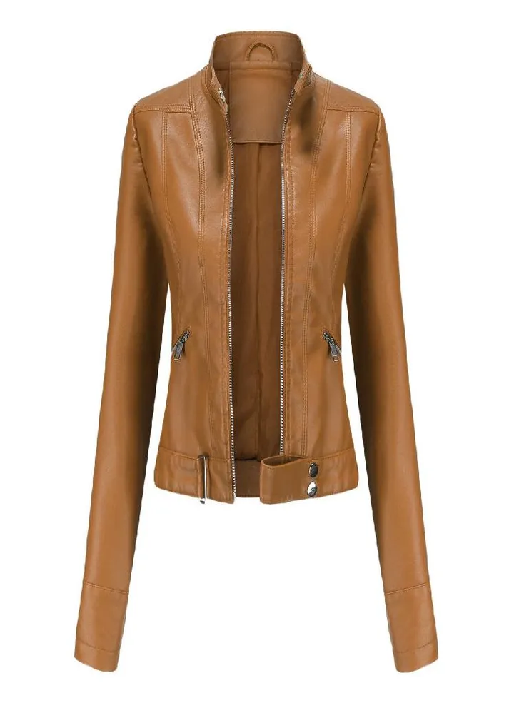 Leather Jacket Women 'S Short Small Jacket Stand Collar Women 'S Leather Jacket Women 'S Thin Leather Jacket