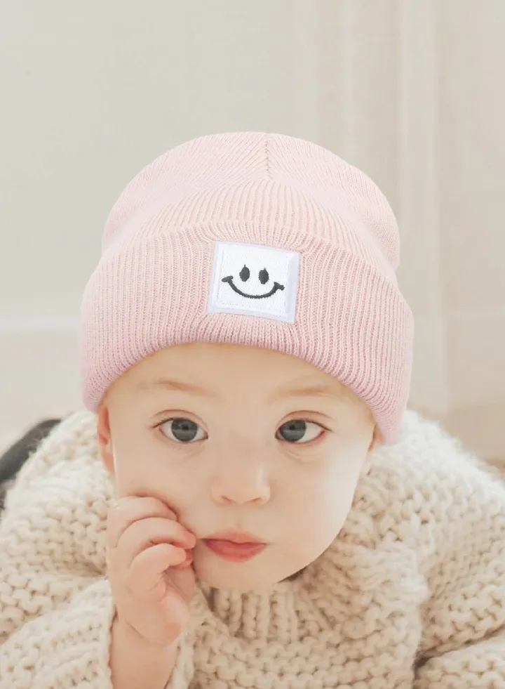 Baby Smiling Face Baby Knitted Hat Pink