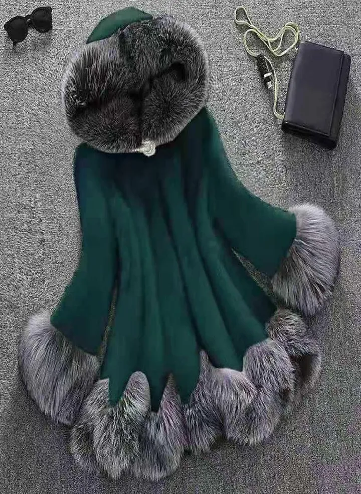 Women Faux Coat Elegant Thick Warm Fashion Outerwear Long Fake Jacket