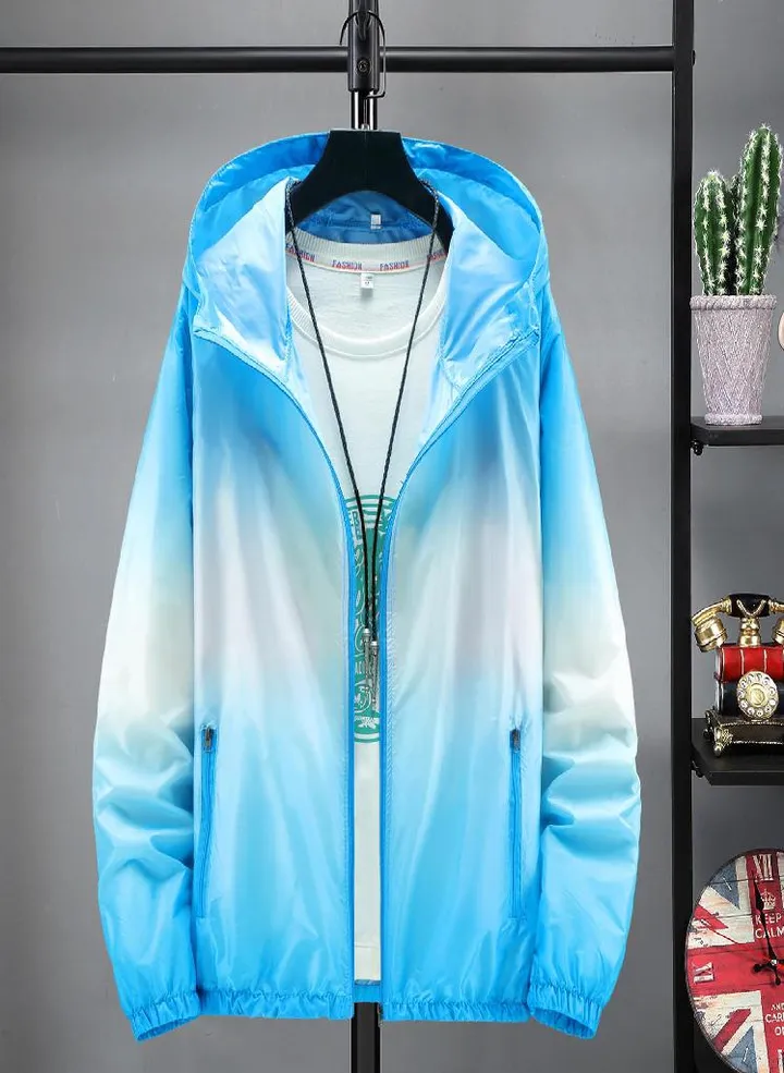 Women's Fashion Casual Gradient Hooded Light Outdoor Sports Sunscreen Coat