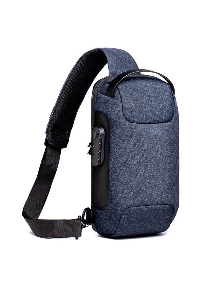Anti-Theft Sling Bag Chest Shoulder Backpack Crossbody Bags for Men Women Cover Pack Hiking Small Rucksack with USB Charging Port for Business Travel Hiking Bicycle Sport Gym Pack(Blue)
