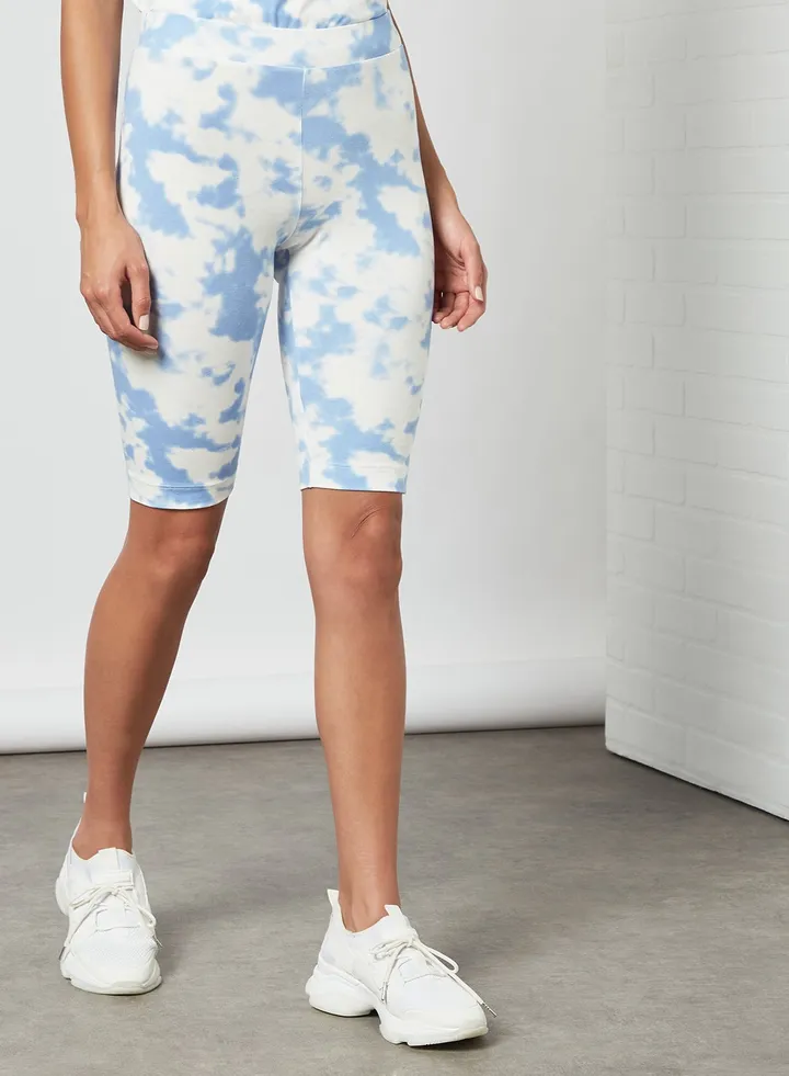 Tie-Dye Bike Shorts Light Blue