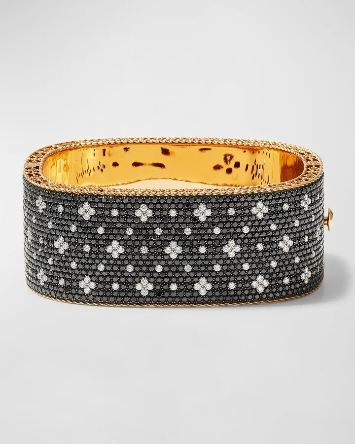 18K Rose Gold Black & White Diamond Bangle