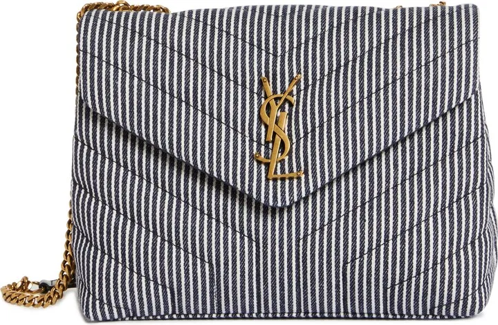 Small Lou Stripe Denim Puffer Shoulder Bag