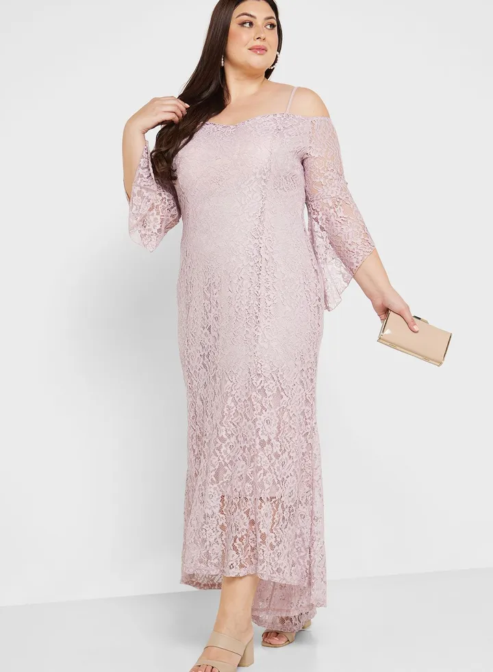 Cold Shoulder Lace Detail Dress
