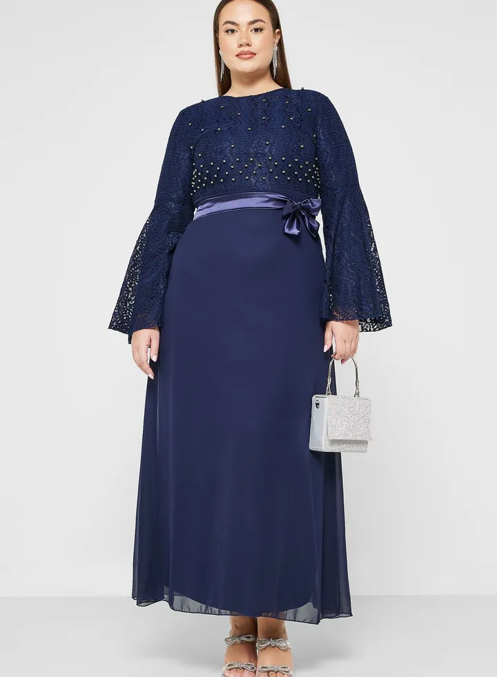 Lace Detail Bell Sleeve Dress