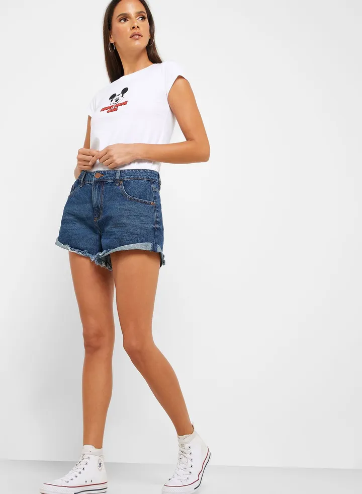 Raw Hem Denim Shorts
