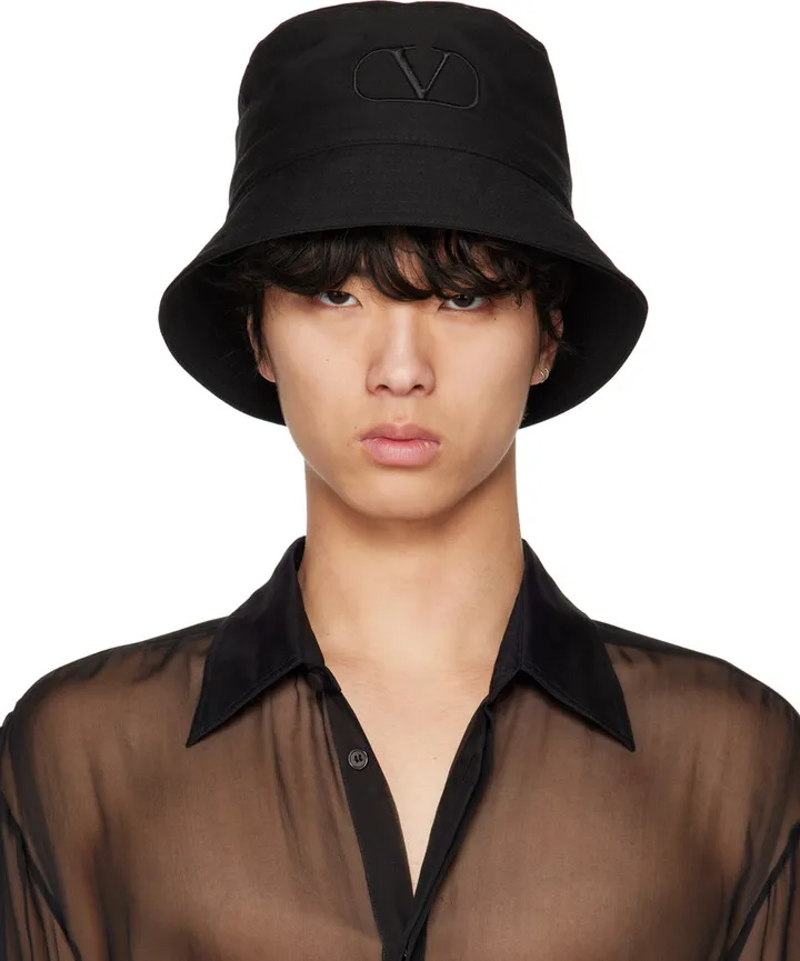Valentino Garavani Black VLOGO Bucket Hat