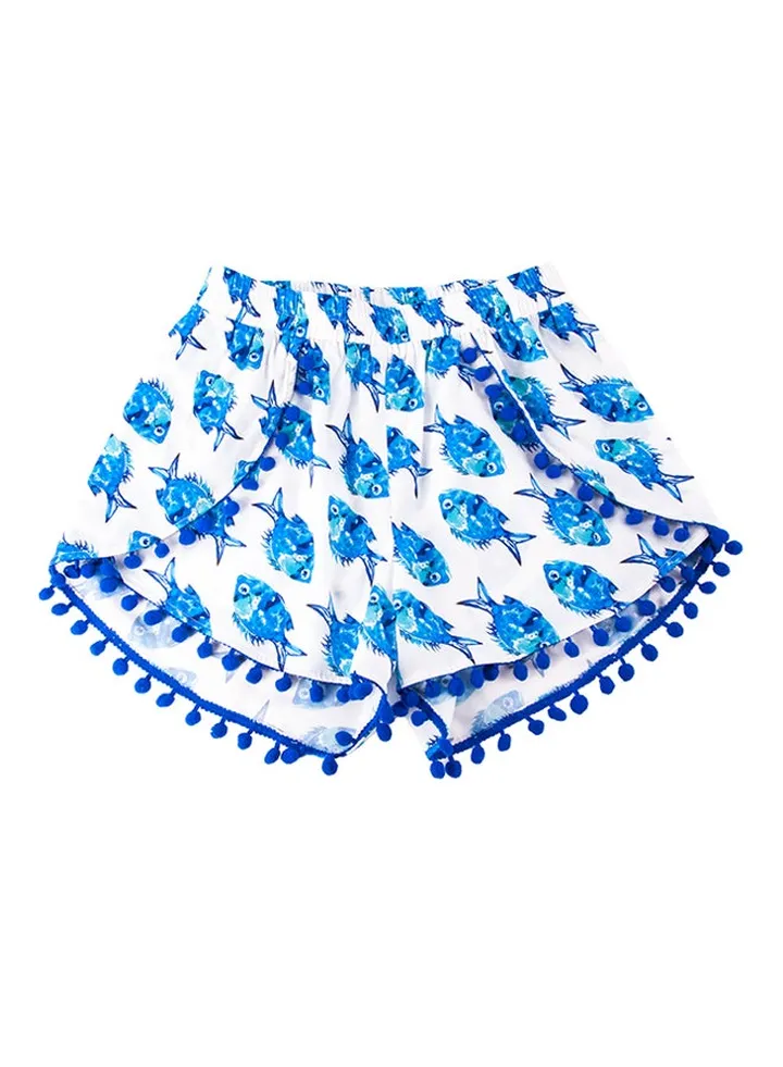 Anemoss Aquarium Mid-Rise Shorts White/Blue