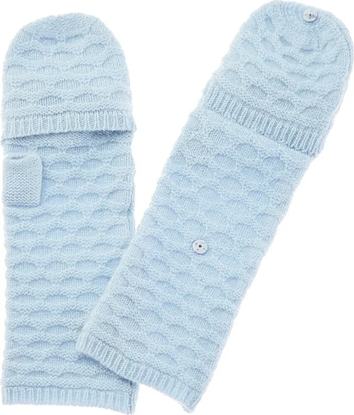Qi Cashmere Honeycomb Stitch Pop Top Cashmere Gloves