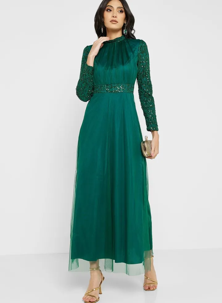 Shimmer Lace Detail Dress