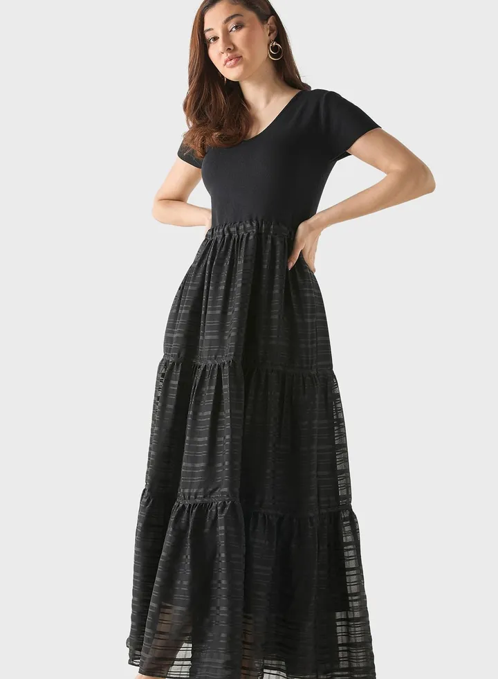 Scoop Neck Tiered Dress