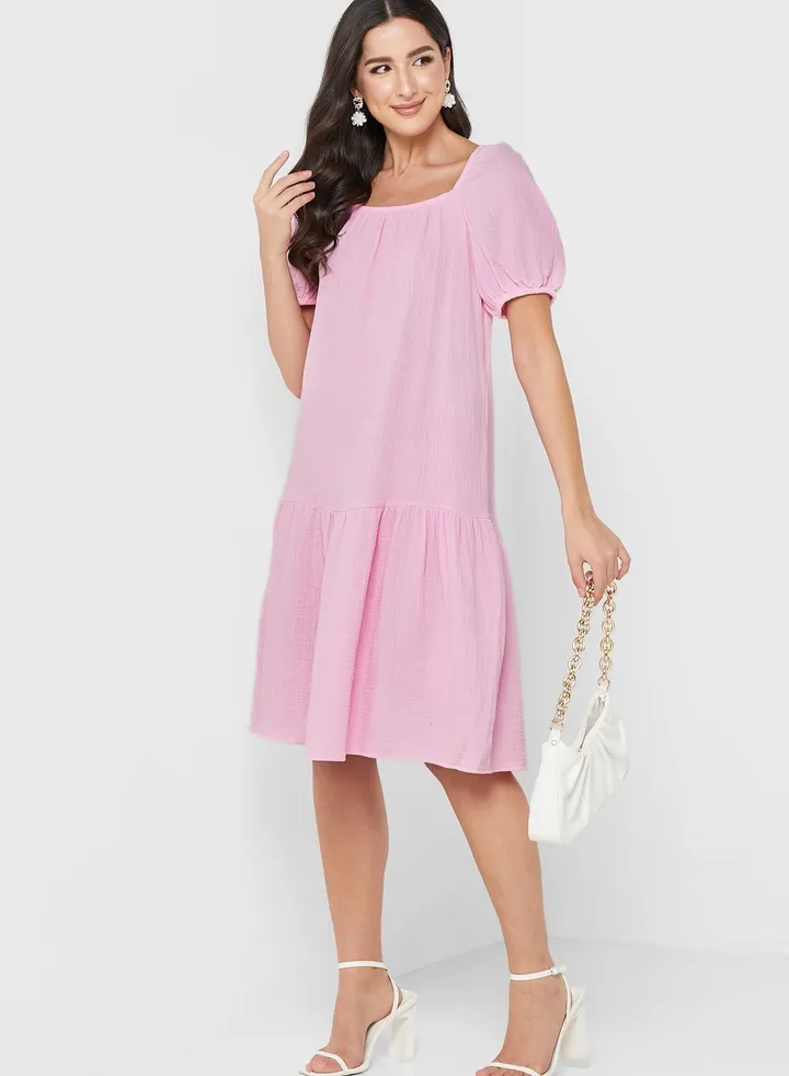 Puff Sleeve Tiered Dress