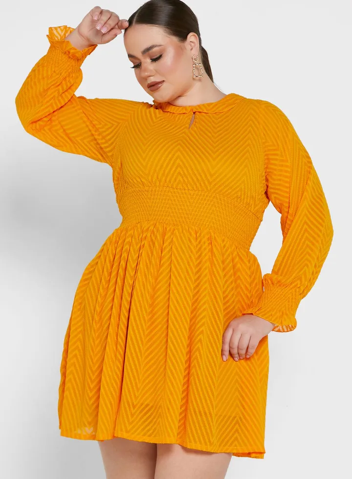 Puff Sleeve Flare Dress