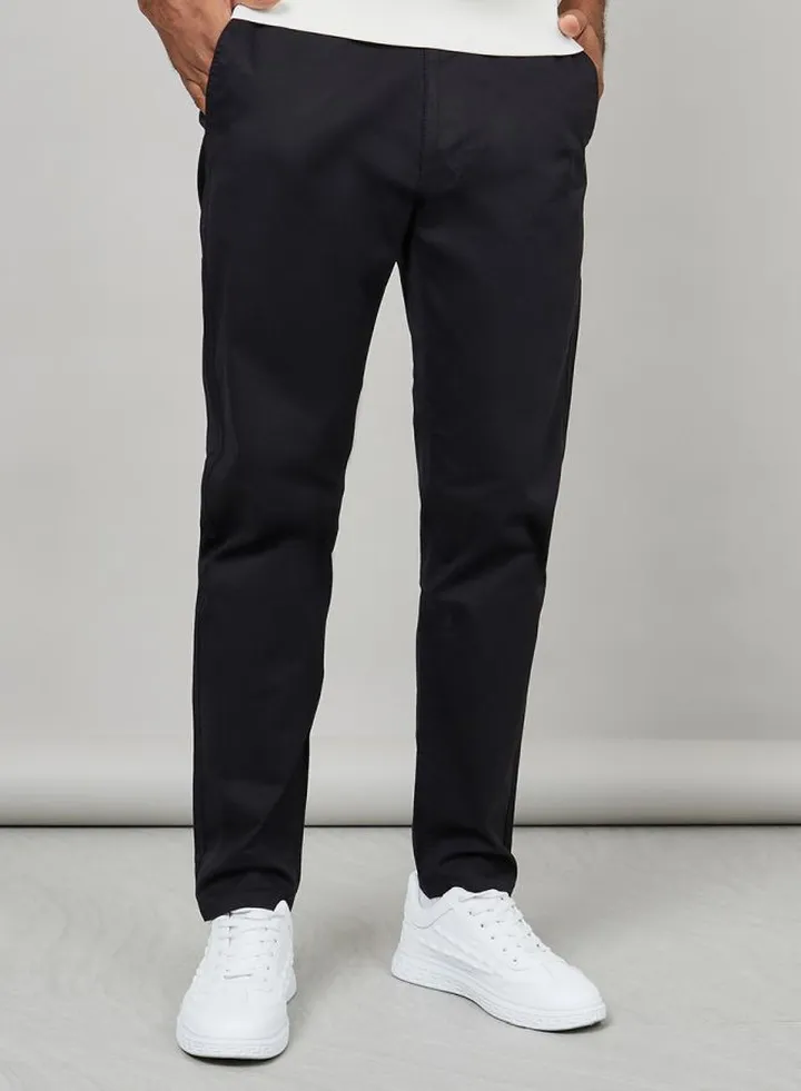 Solid Slim Fit Cotton Stretch Chinos
