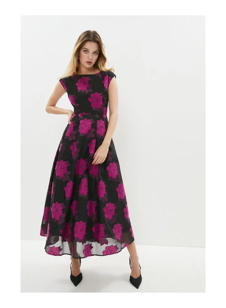 Floral Jacquard Midi Dress