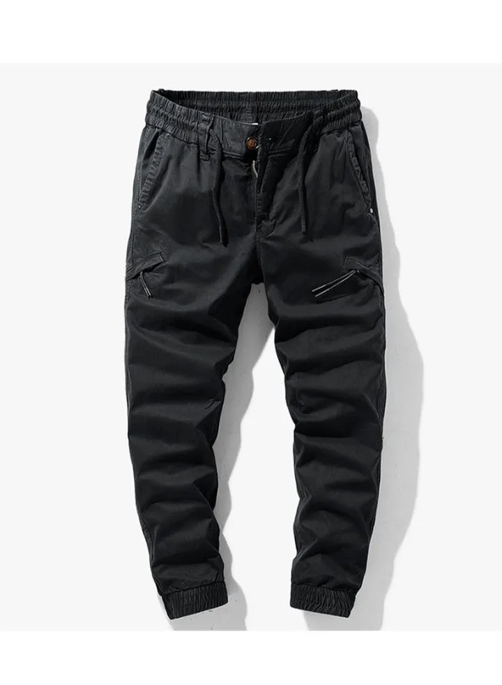 Pure Cotton Multi-Pocket Casual Pants Black