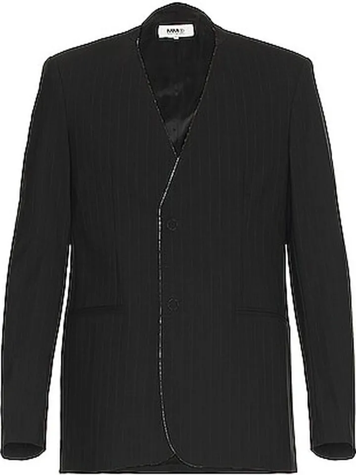 MM6 Maison Margiela Pinstripe Wool Jacket in Black