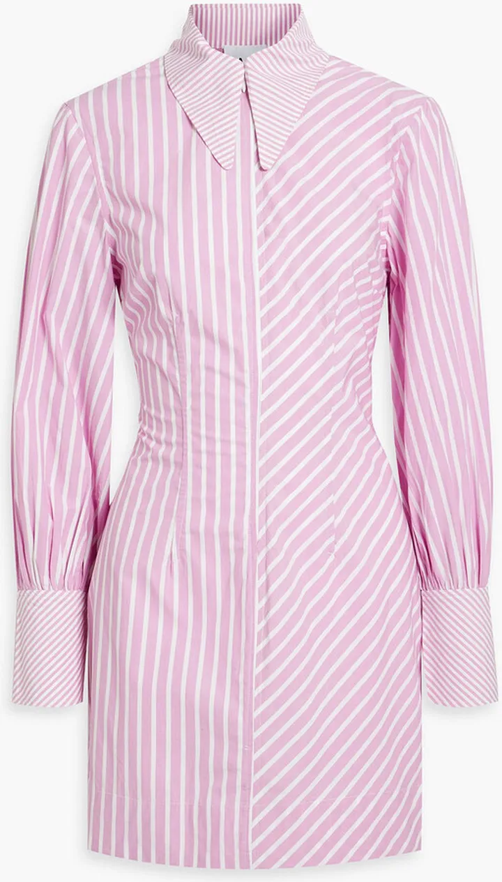 Striped cotton-poplin mini shirt dress