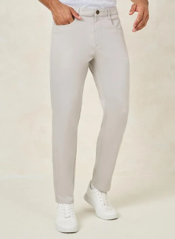 5-Pocket Knitted Twill Stretch Cotton Chinos