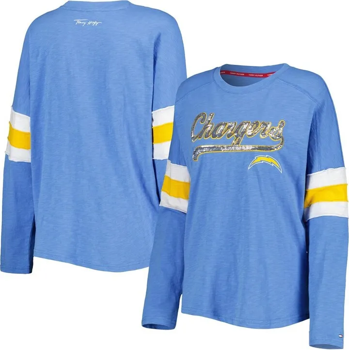 Women's Tommy Hilfiger Powder Blue Los Angeles Chargers Justine Long Sleeve Tunic T-shirt