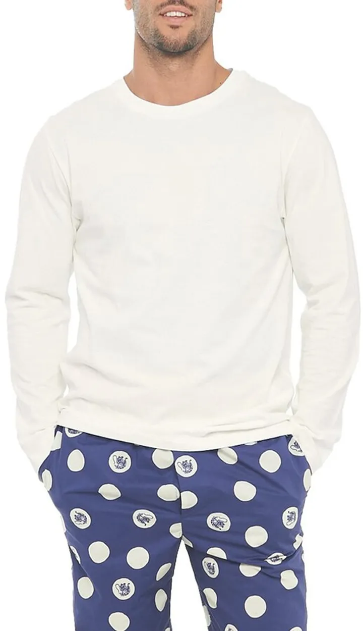 Luke Tiger Dots Blue Long Sleeve Pajama T-Shirt