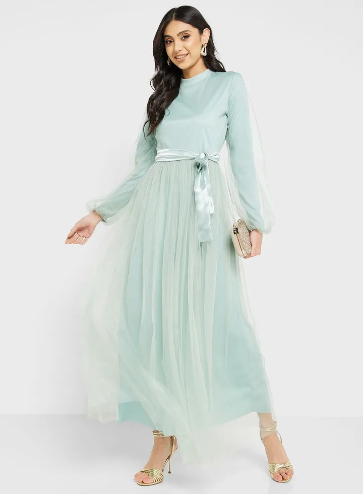 Puff Sleeve Tulle Dress