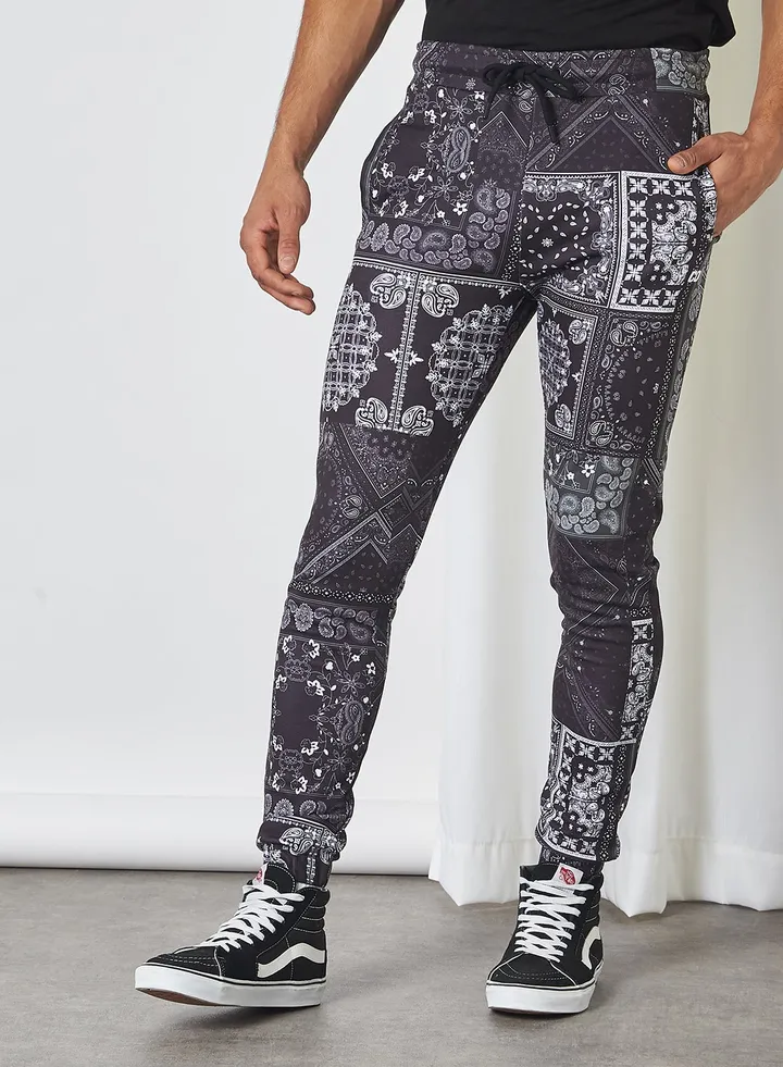 Printed Super Skinny Joggers Black/White