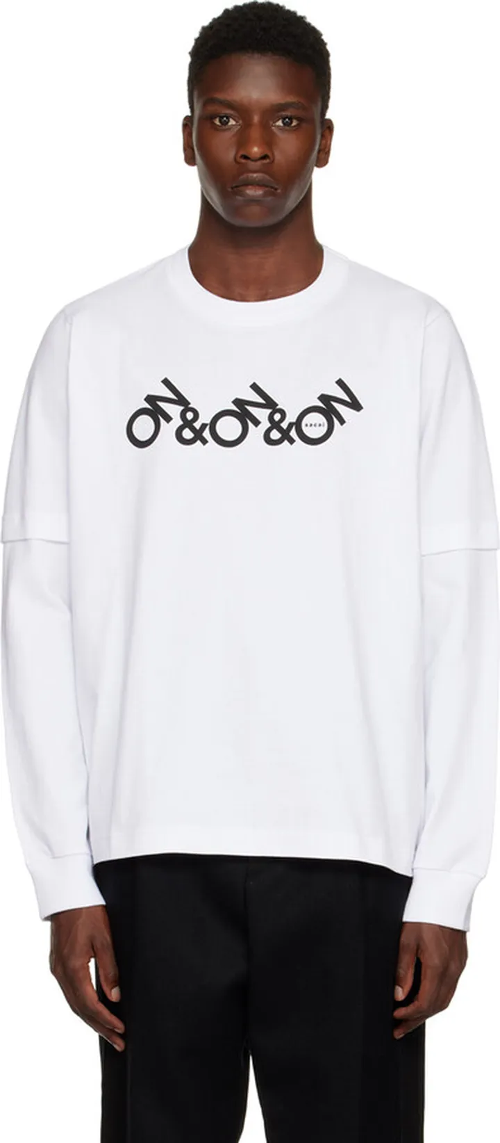 sacai White On & On & On Long Sleeve T-Shirt