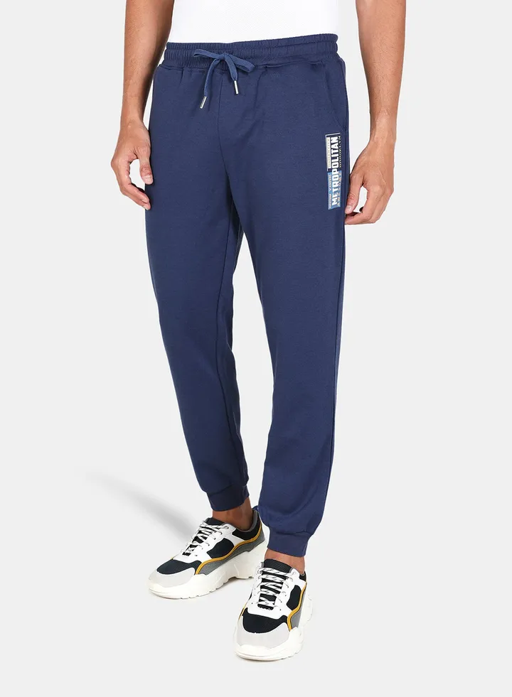 Casual Applique Joggers Navy Blue