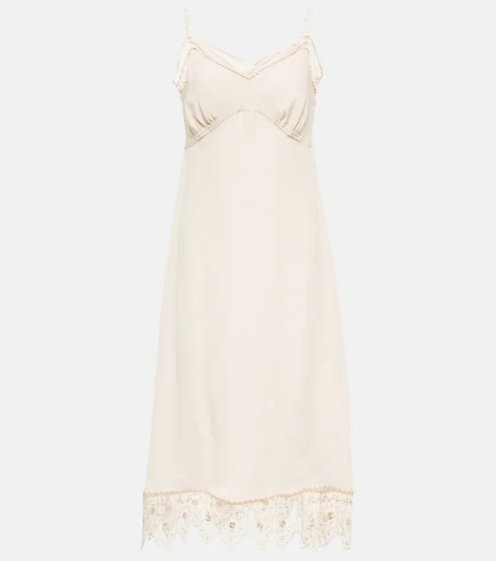 Lace-trimmed midi dress