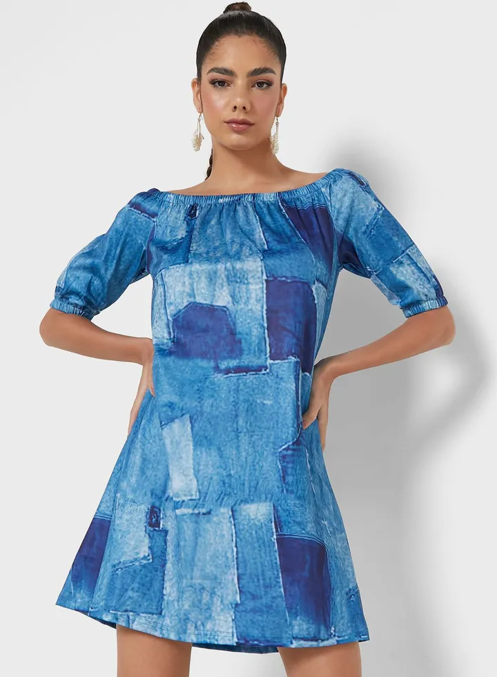 Printed Off Shoulder Dress
