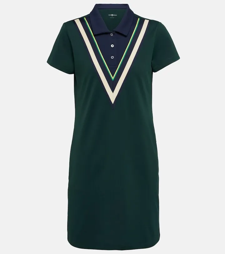 Chevron pique polo minidress