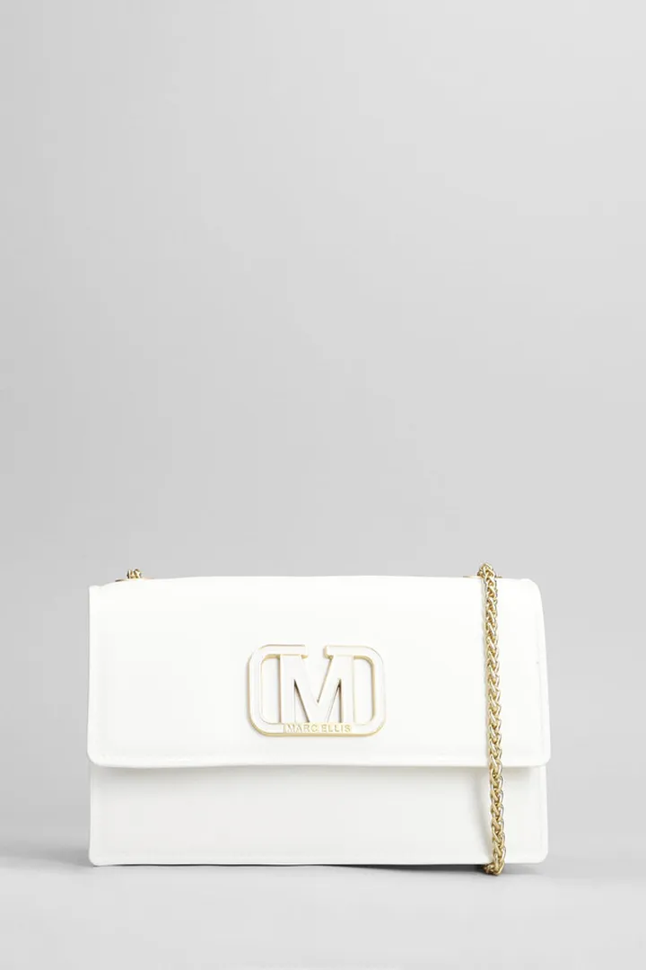 Flat Supermee M Hand Bag In White Faux Leather
